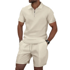 Men's Zip Polo and Drawstring Shorts Set
